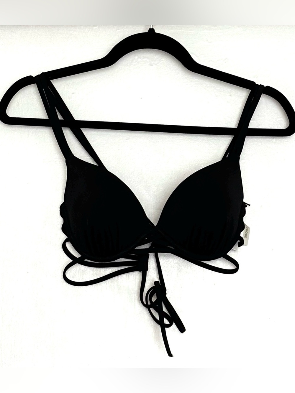 Shade & Shore Strappy Push-Up Swim Bikini Top Black Size 36B NWT
